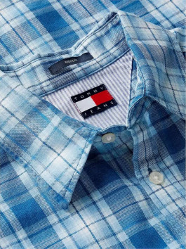 nahlad Tommy Jeans pánska modrá kockovaná košeľa