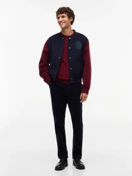 nahlad Tommy Hilfiger pánske tmavo modré menčestrové nohavice