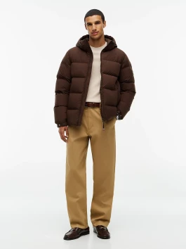 nahlad Tommy Hilfiger pánska tmavo hnedá páperová bunda