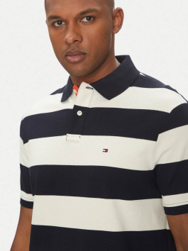 nahlad Tommy Hilfiger pánske modro krémové pruhované polotričko