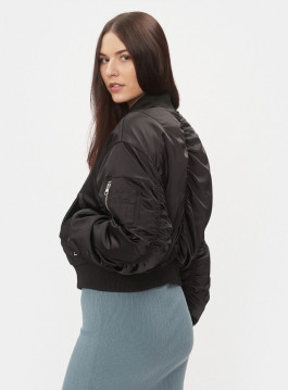 nahlad Calvin Klein dámsky saténový čierny bomber