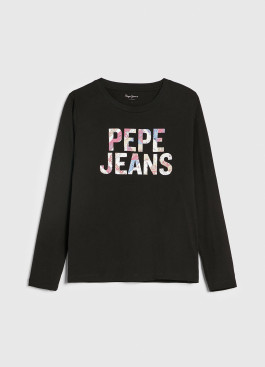 nahlad Pepe Jeans dámske čierne tričko s potlačou LUNA