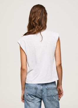 nahlad Pepe Jeans dámske biele tričko  MORGANA s cvokmi