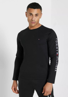 nahlad Tommy Hilfiger pánske čierne tričko s dlhým rukávom
