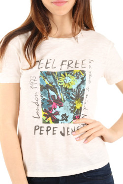 nahlad Pepe Jeans dámske smotanové tričko Mabel