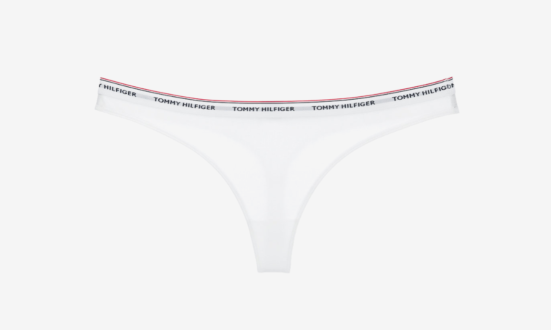 detail Tommy Hilfiger dámske biele tangá 3pack Essentials