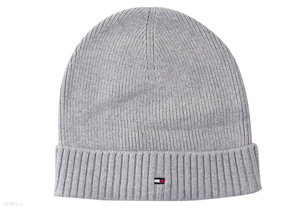 detail Tommy Hilfiger pánska šedá zimná čiapka Pima