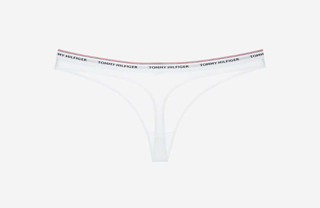 detail Tommy Hilfiger dámske biele tangá 3pack Essentials