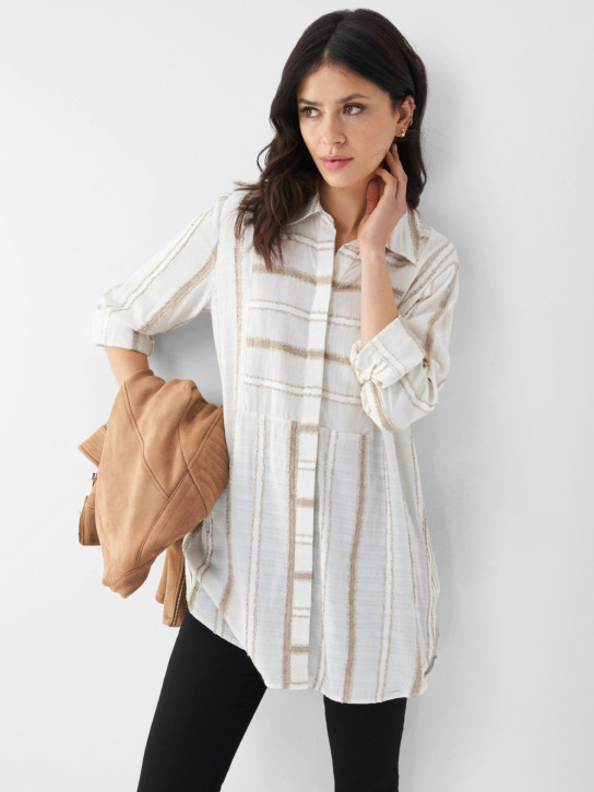 Salsa jeans dámska krémová pruhovaná košeľa