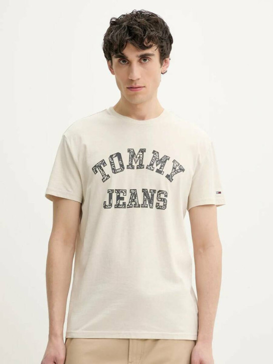 Tommy Jeans pánske béžové tričko