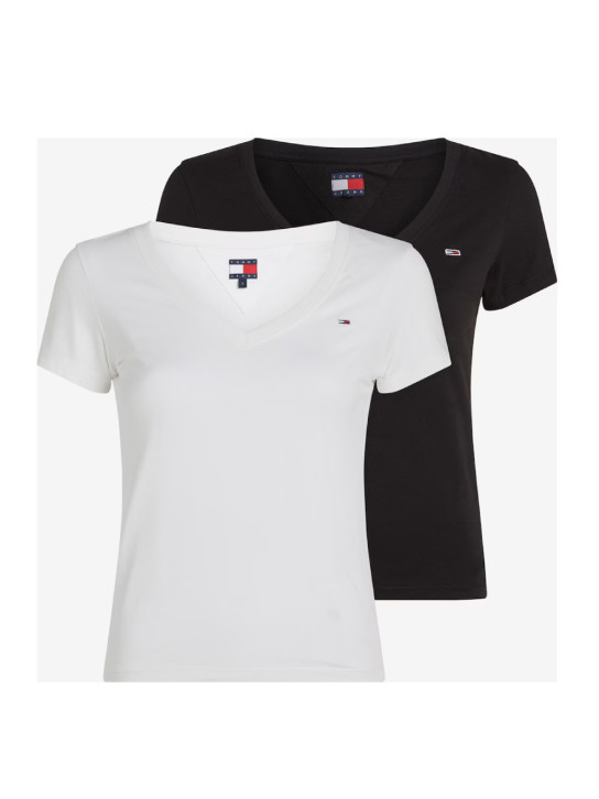 Tommy Jeans dámske biele a čierne tričko 2 pack