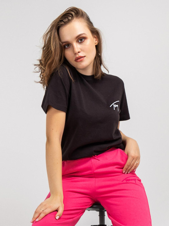 Tommy Jeans dámske čierne tričko SIGNATURE