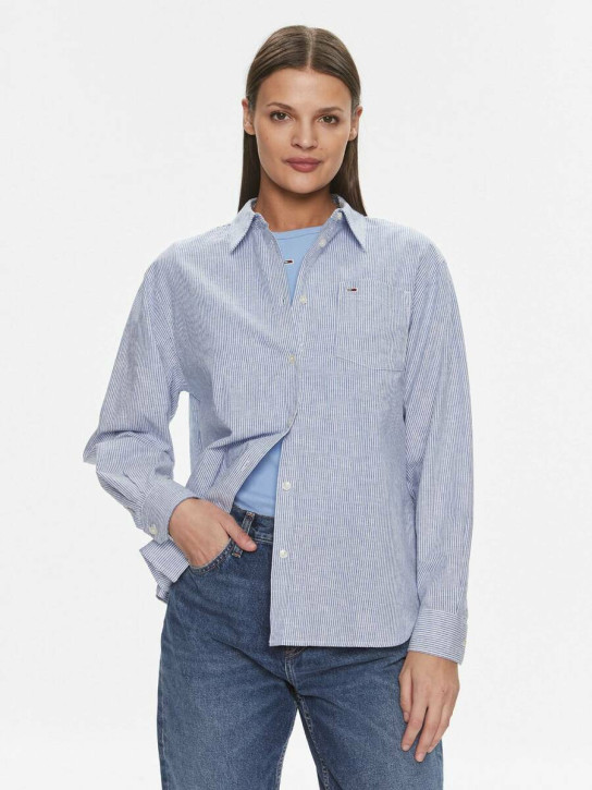 Tommy Jeans dámska pruhovaná modrá košeľa