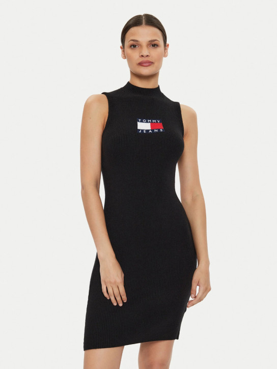 Tommy Jeans dámske čierne úpletové šaty