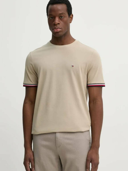 Tommy Hilfiger pánske béžové tričko Global