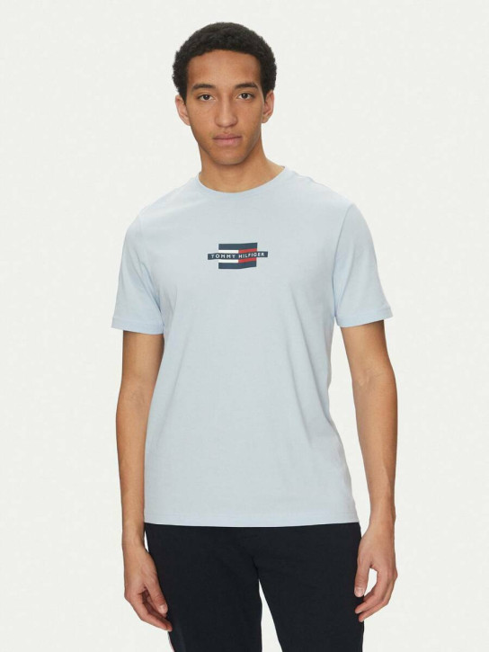 Tommy Hilfiger pánske svetlo modré tričko Flag
