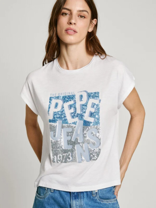 Pepe Jeans dámske biele tričko