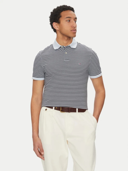 Tommy Hilfiger pánske modro modré pruhované polotričko