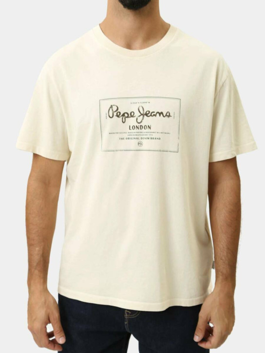 Pepe Jeans pánske béžové tričko Simon