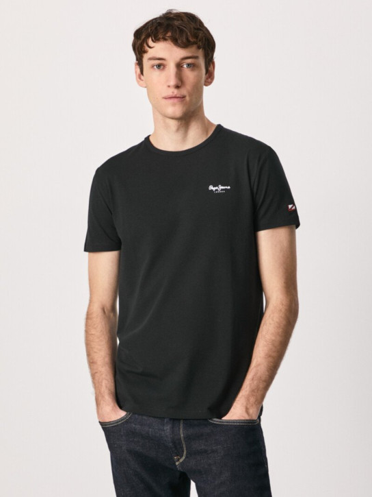 Pepe Jeans pánske čierne tričko Basic