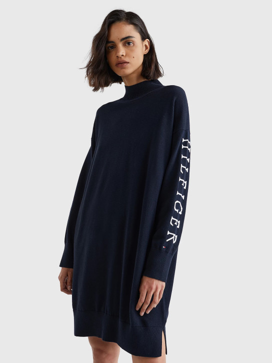 Tommy Hilfiger dámske tmavomodré svetrové šaty