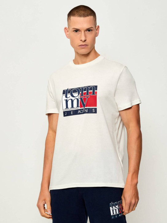 Tommy Jeans pánske krémové tričko