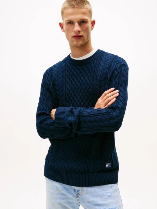 Tommy Jeans pánsky tmavomodrý sveter