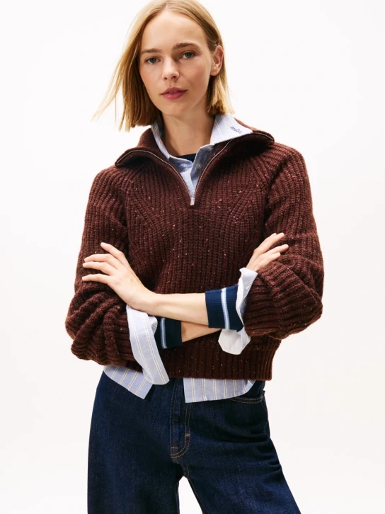 Tommy Jeans dámsky hnedý sveter