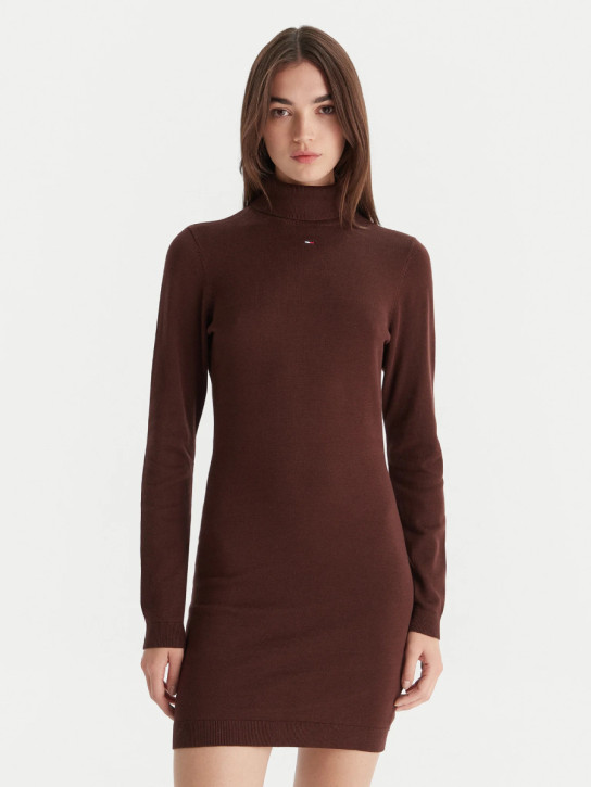 Tommy Jeans dámske hnedé úpletové šaty