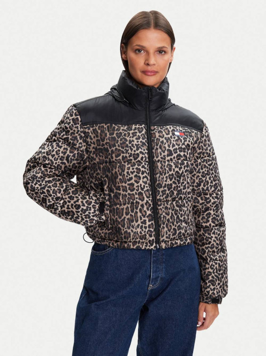 TJW CROPPED LEOPARD PUFFER