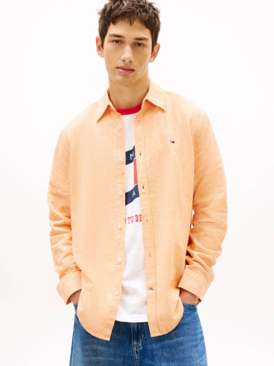 Tommy Jeans pánska oranžová košeľa