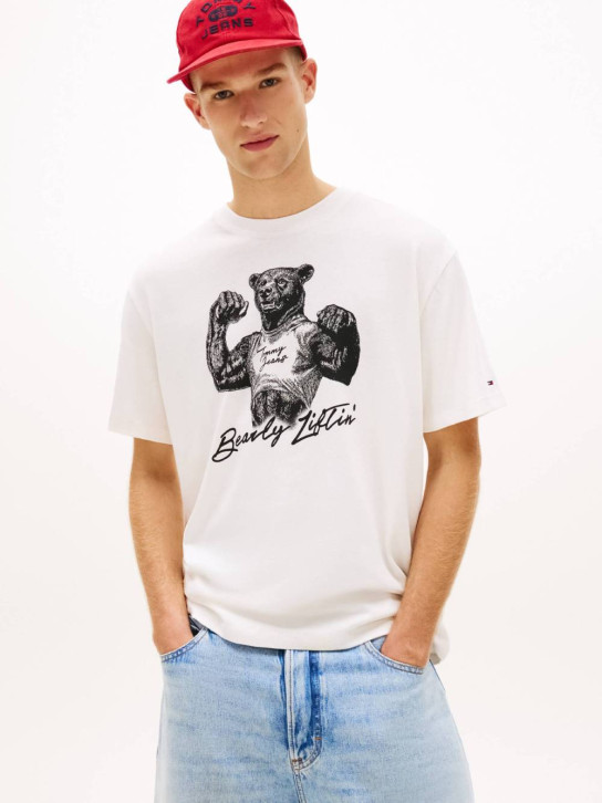 Tommy Jeans pánske smotanové tričko