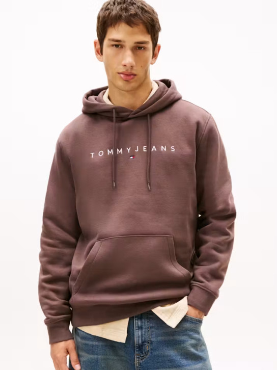 Tommy Jeans pánska tmavo hnedá mikina
