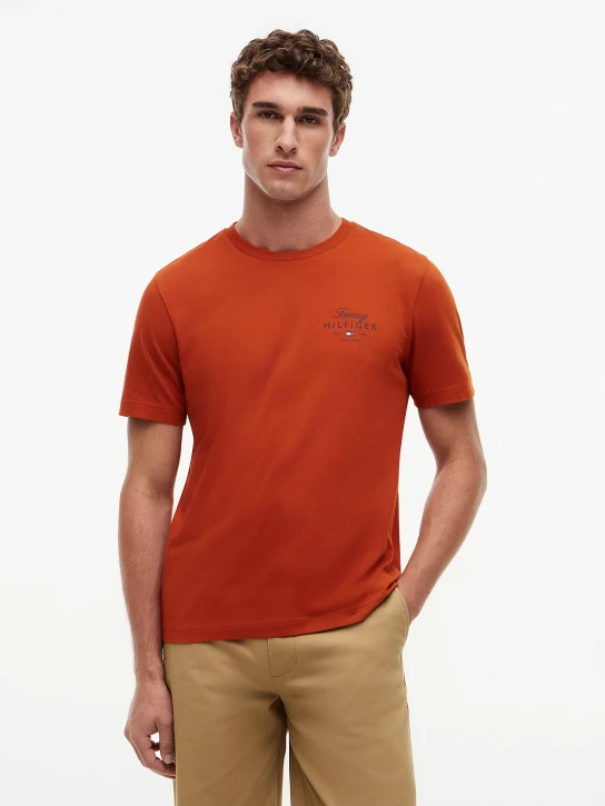 Tommy Hilfiger pánske tehlové tričko
