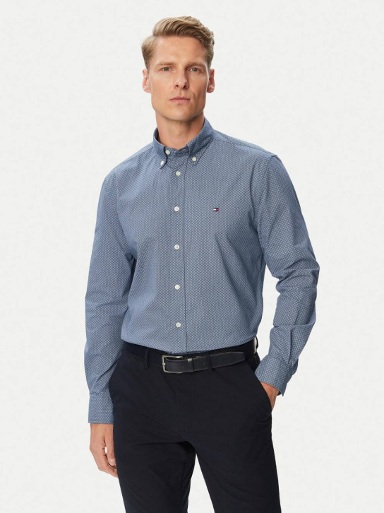 Tommy Hilfiger pánska modrá košeľa so vzorom