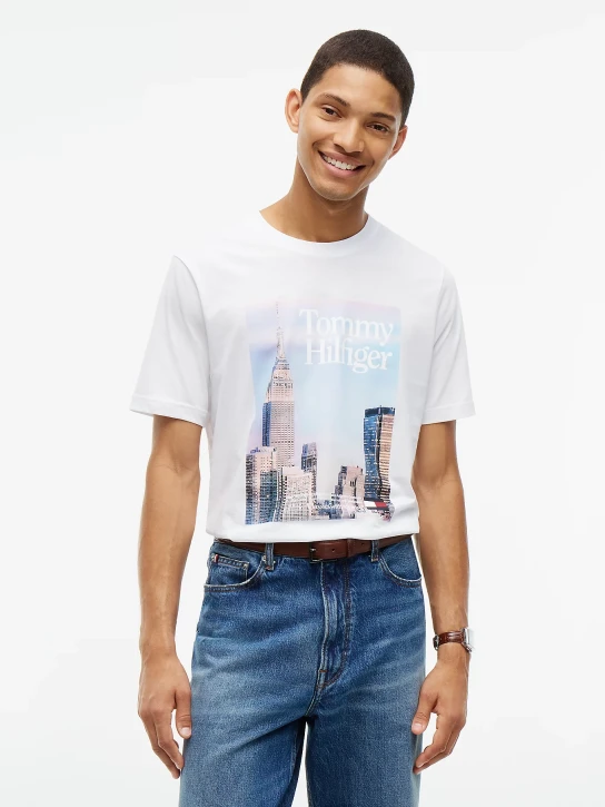 Tommy Hilfiger pánske biele tričko s potlačou
