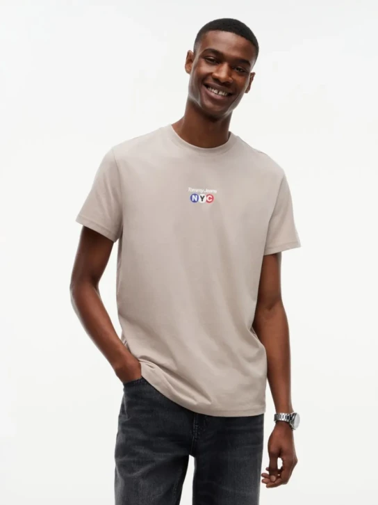Tommy Jeans pánske hnedé tričko