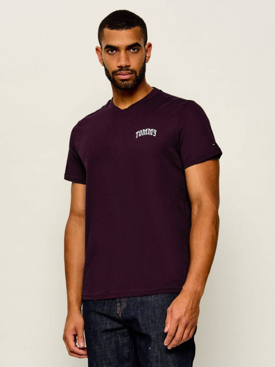 Tommy Jeans pánske vínové tričko