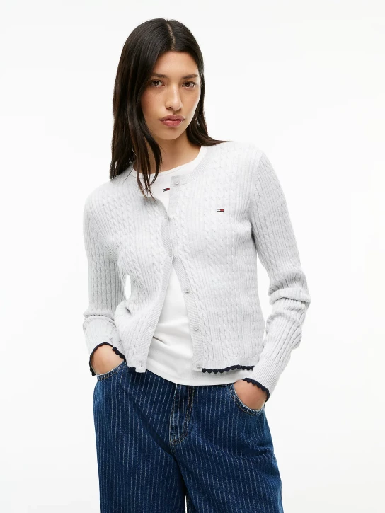 Tommy Jeans dámsky sivý kardigan