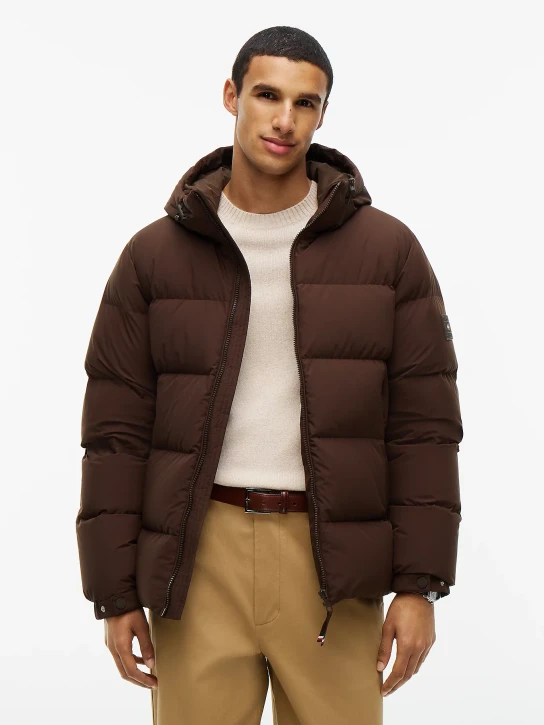 Tommy Hilfiger pánska tmavo hnedá páperová bunda