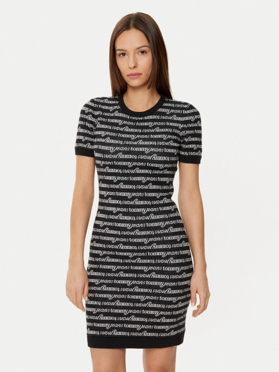 Tommy Jeans dámske čierne úpletové šaty