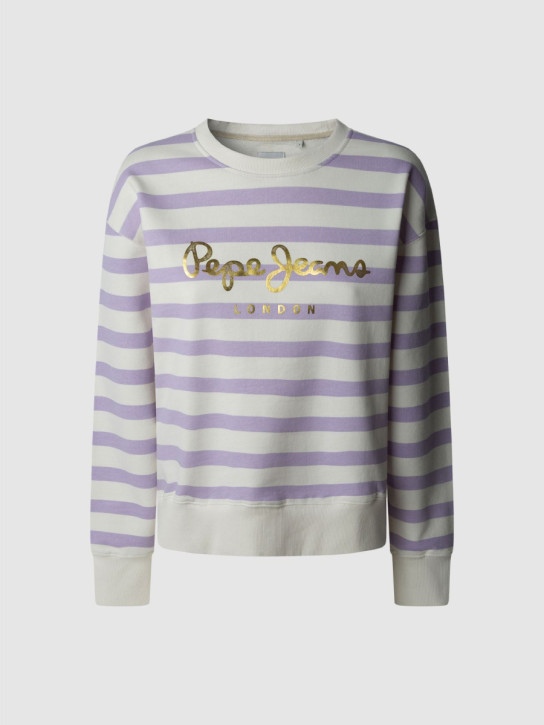 Pepe Jeans dámska bielo fialová pruhovaná mikina