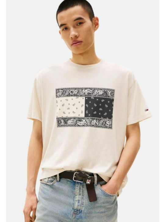 Tommy Jeans pánske béžové tričko