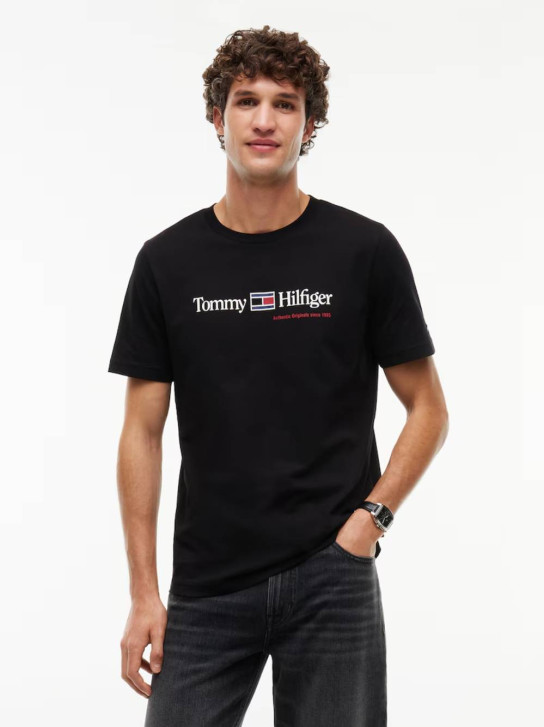 Tommy Hilfiger pánske čierne tričko s potlačou