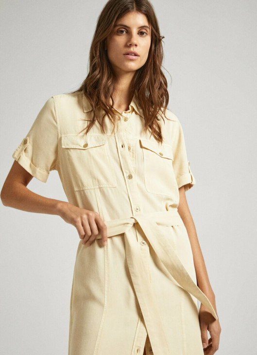 Pepe Jeans dámske béžové šaty EVELINDA