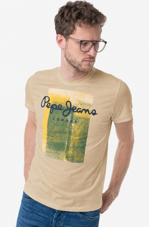 Pepe Jeans pánske béžové tričko