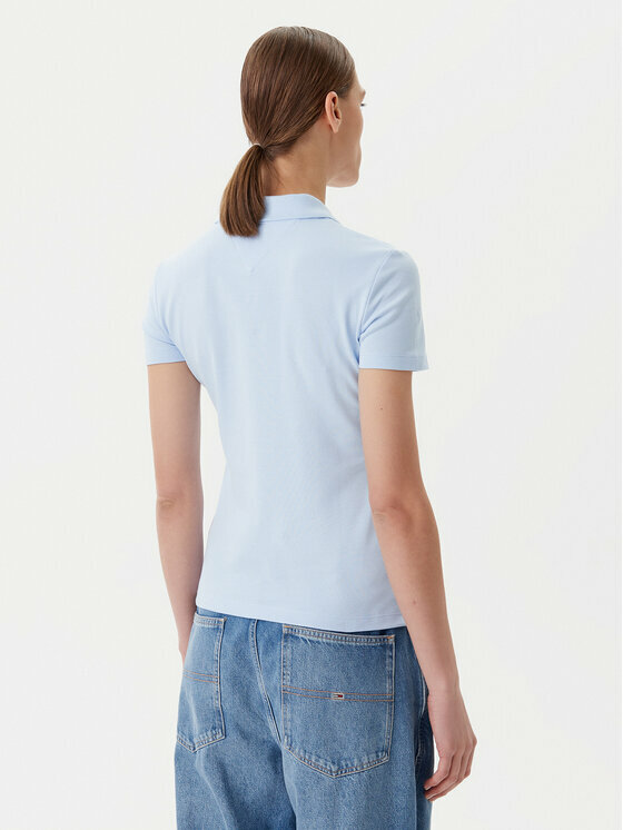 detail Tommy Jeans dámske modré polo tričko