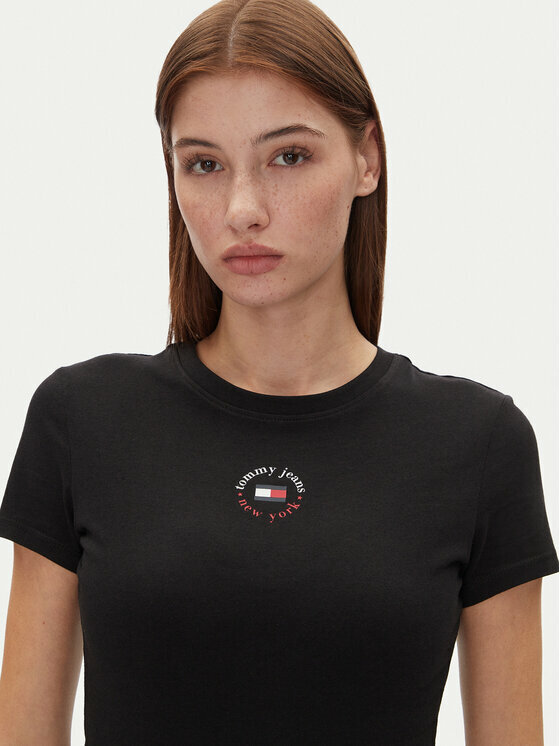 detail Tommy Jeans dámske čierne tričko