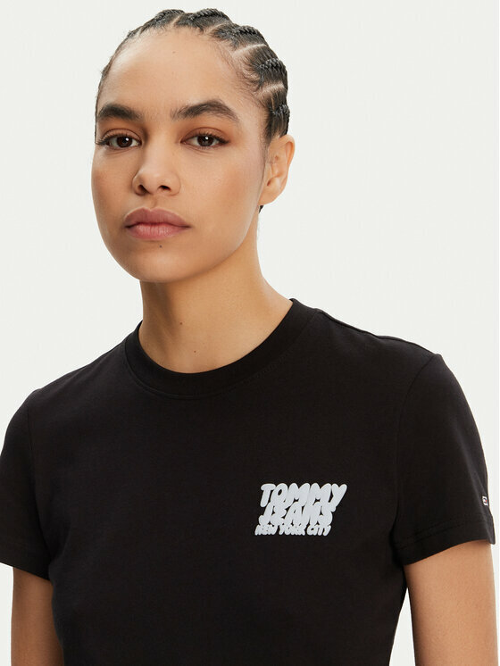 detail Tommy Jeans dámske čierne tričko