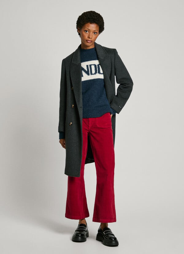 detail Pepe Jeans dámsky tmavo šedý kabát BETH